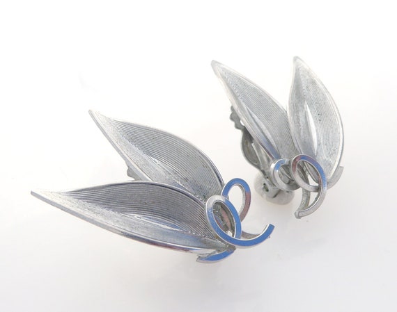 1950s Vintage silver double leaf and swirl mid ce… - image 2