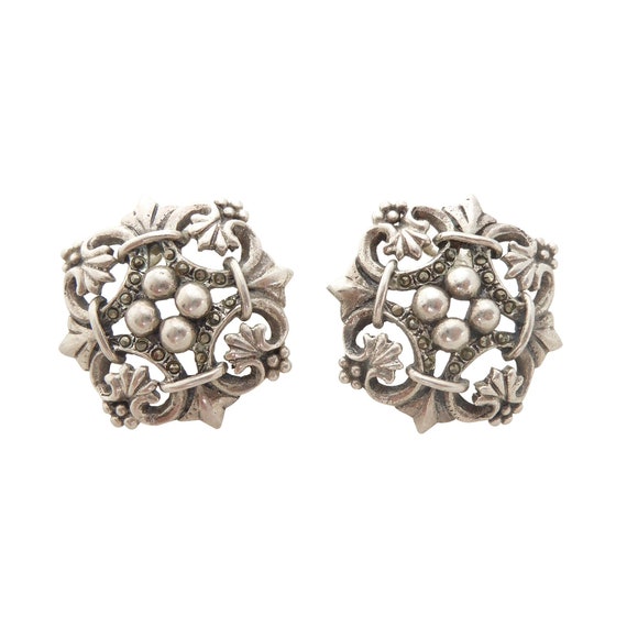1990s Vintage sterling silver and marcasite stone… - image 1