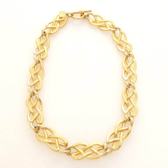 1980s Vintage Anne Klein gold shiny knot rope cut… - image 7