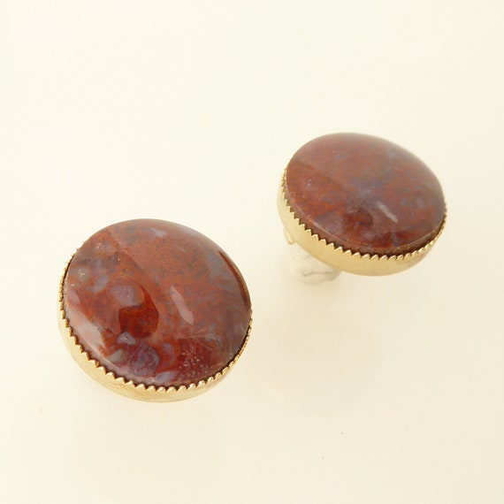 1950s Vintage red moss agate natural stone circle… - image 2