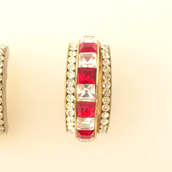 1980s Vintage red and clear square rhinestone lay… - image 5
