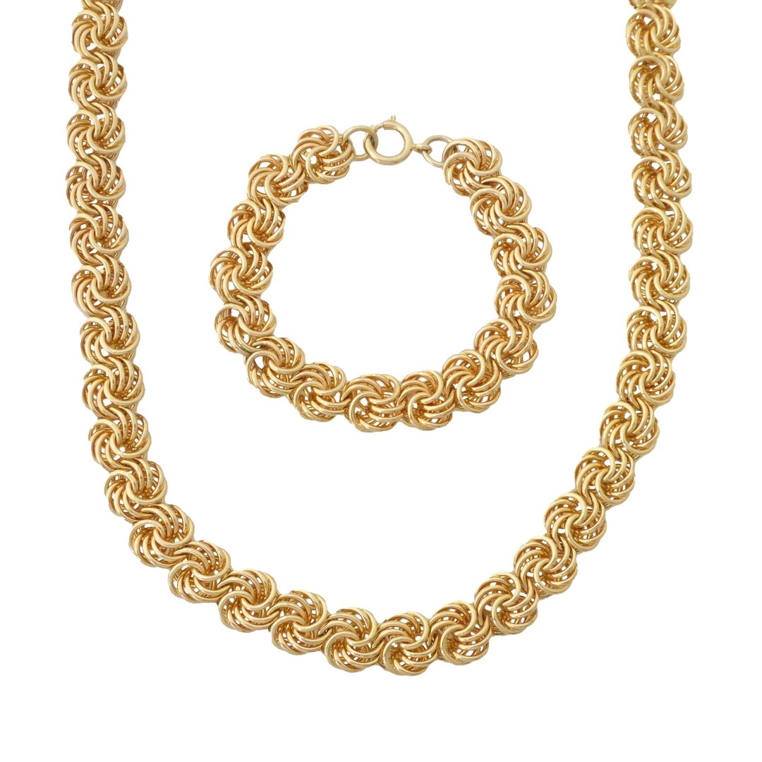 1980s Vintage Gold Spiral Circle Link Geometric Wide Thick Hip Hop ...