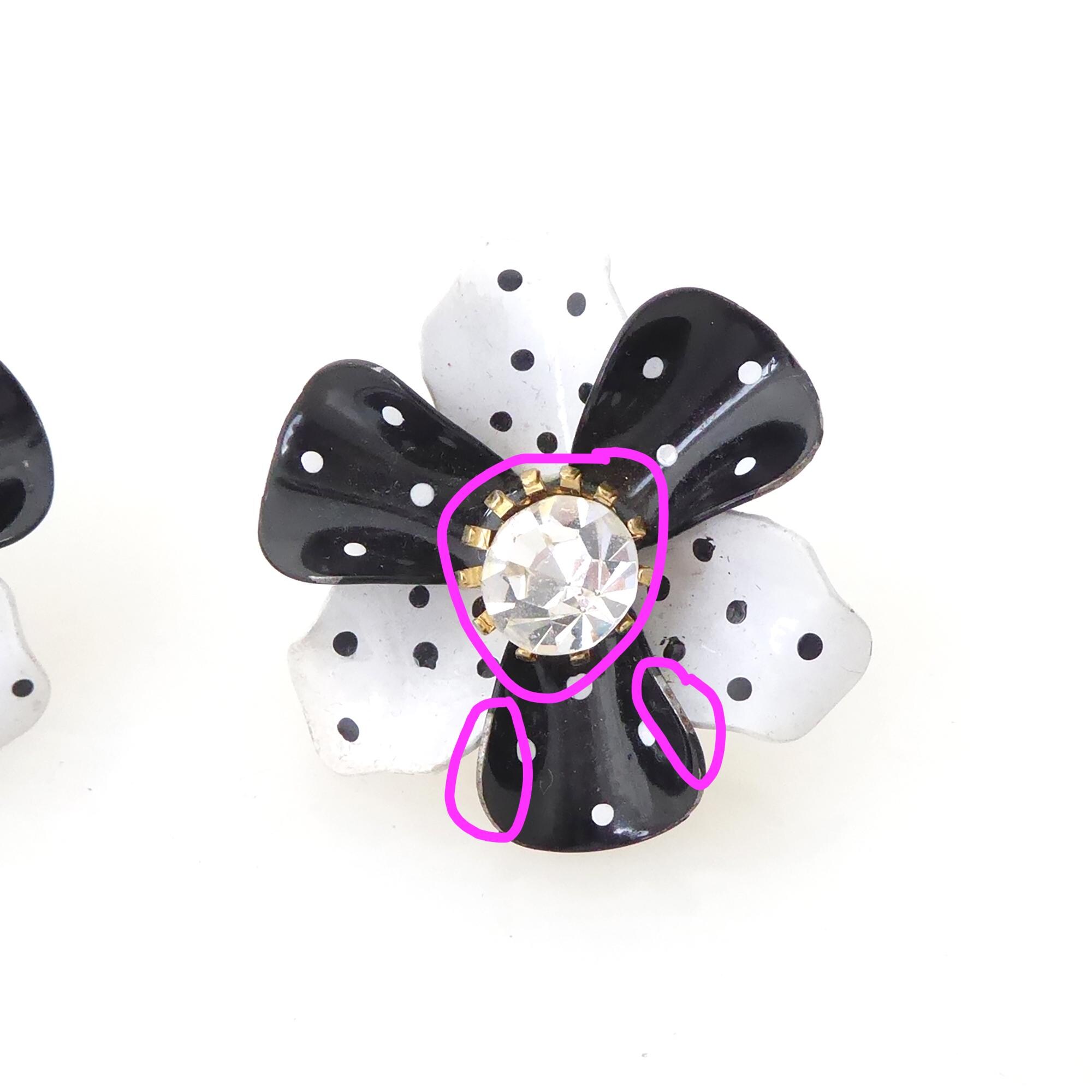 Boucles D'oreilles Pendantes Années 80 En émail Noir à Pois - Style Rétro Funky