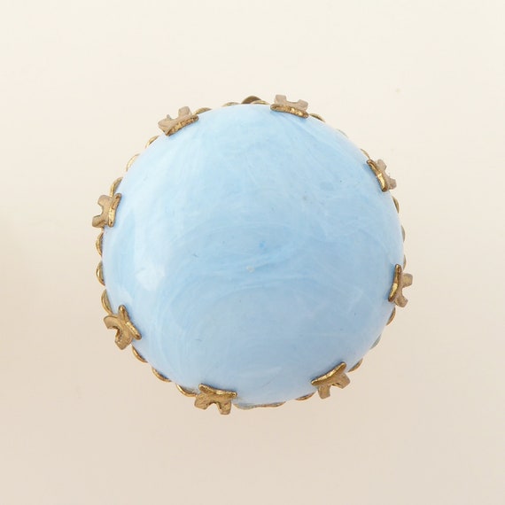 1950s Vintage sky light blue marbleized puffy dom… - image 5