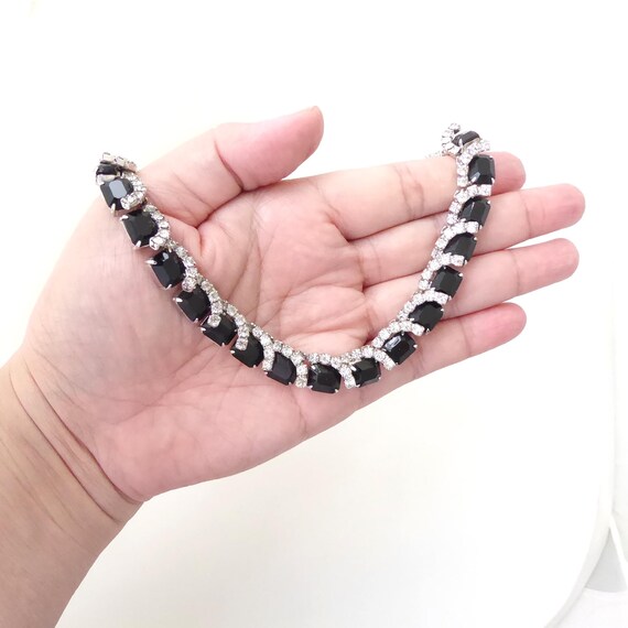 1980s Vintage black rectangle rectangular clear r… - image 7