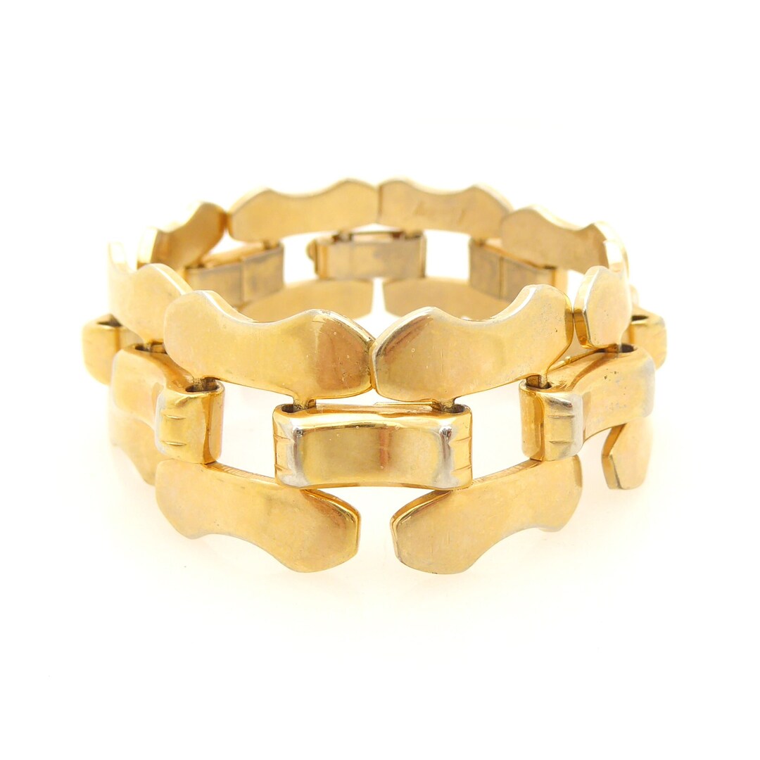 1950s Vintage Barclay Gold Wide Chunky Link Statement Bling