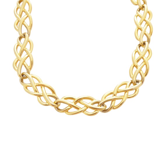 1980s Vintage Anne Klein gold shiny knot rope cut… - image 1