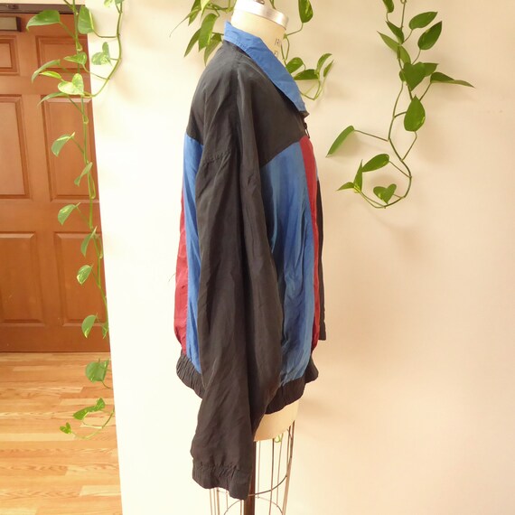 1990s Vintage men's silk colorblock windbreaker g… - image 4