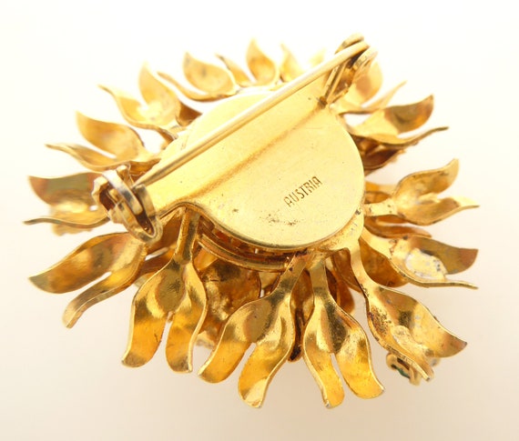 1950s Vintage Austria gold dahlia flower pointy p… - image 7