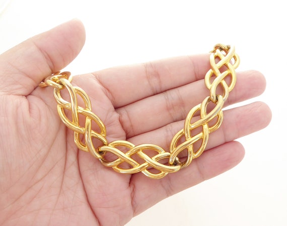 1980s Vintage Anne Klein gold shiny knot rope cut… - image 9