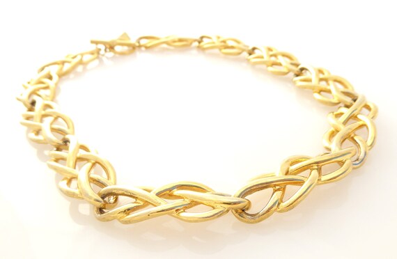 1980s Vintage Anne Klein gold shiny knot rope cut… - image 2