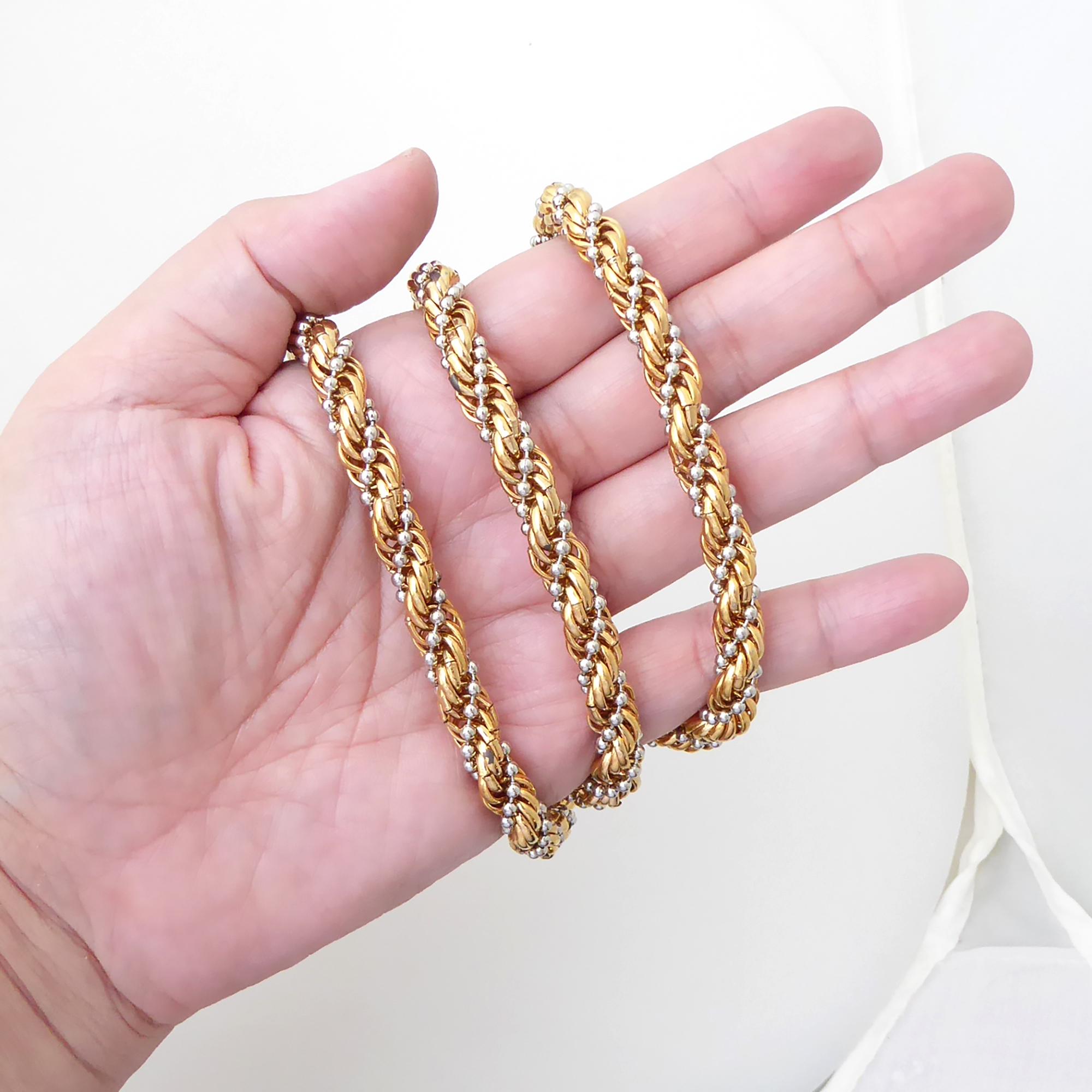 1980s Vintage Gold Rope Chain and Silver Ball Chain Chunky  display picture 1