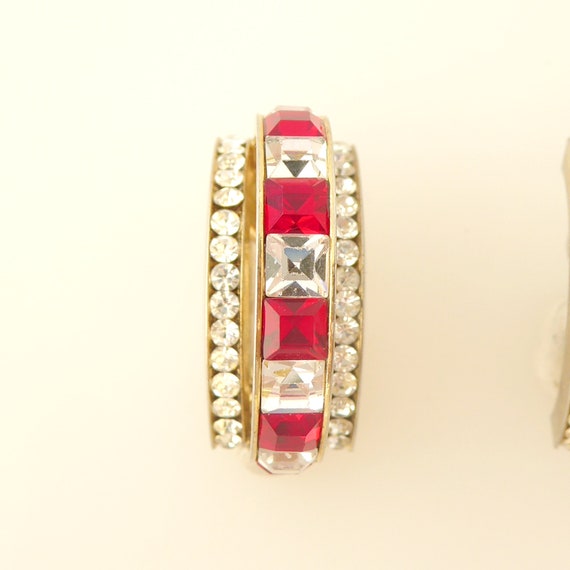 1980s Vintage red and clear square rhinestone lay… - image 4
