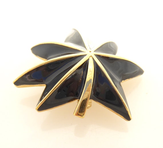 Vintage black enamel and gold shiny abstract mini… - image 5