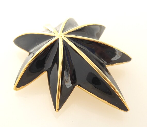 Vintage black enamel and gold shiny abstract mini… - image 2