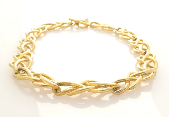 1980s Vintage Anne Klein gold shiny knot rope cut… - image 3