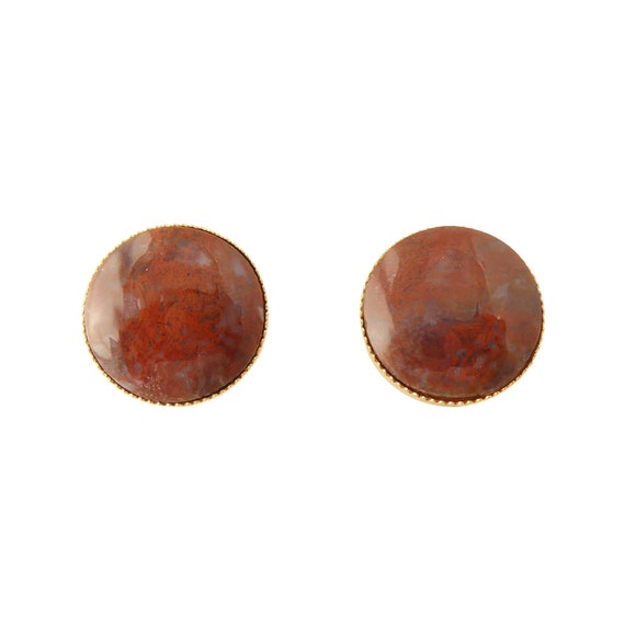 1950s Vintage red moss agate natural stone circle… - image 1