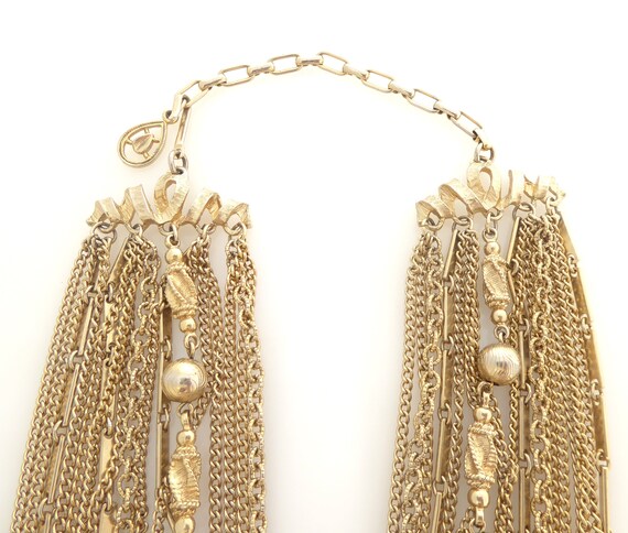 1960s Kramer gold multi chain bar beaded thick wi… - image 5