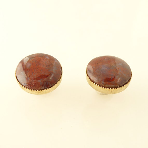 1950s Vintage red moss agate natural stone circle… - image 3