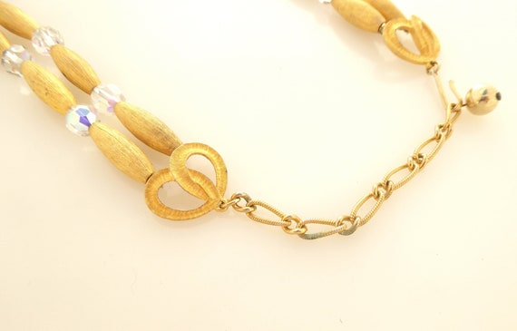 1960s Vintage brushed gold tube iridescent clear … - image 7