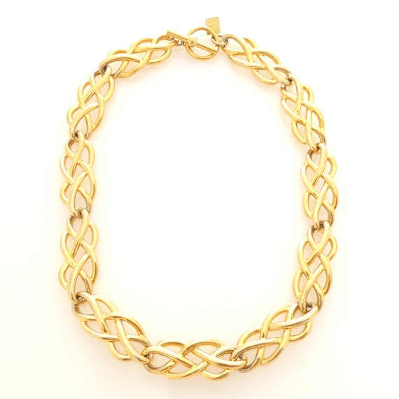 1980s Vintage Anne Klein gold shiny knot rope cut… - image 4