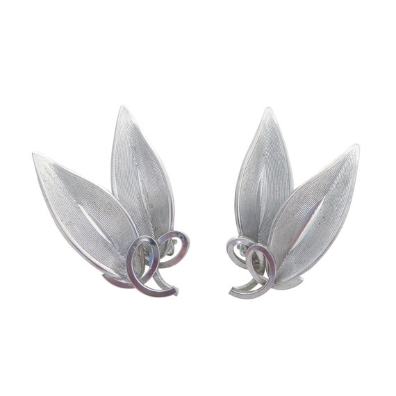 1950s Vintage silver double leaf and swirl mid ce… - image 1