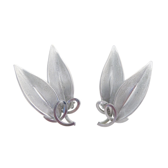 1950s Vintage Silver Double Leaf and Swirl Mid Century Retro
