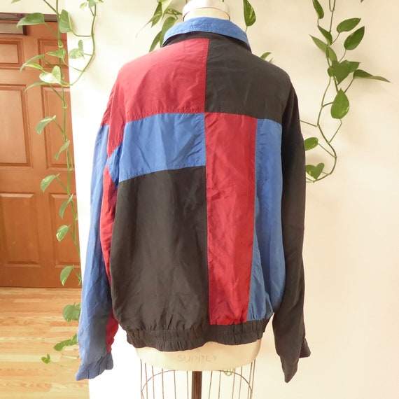 1990s Vintage men's silk colorblock windbreaker g… - image 6