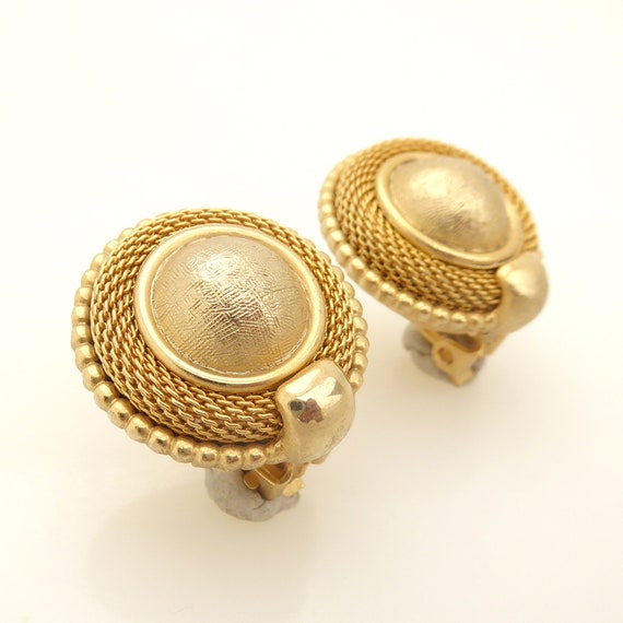 1980s Vintage matte brushed gold dome ball chain … - image 2
