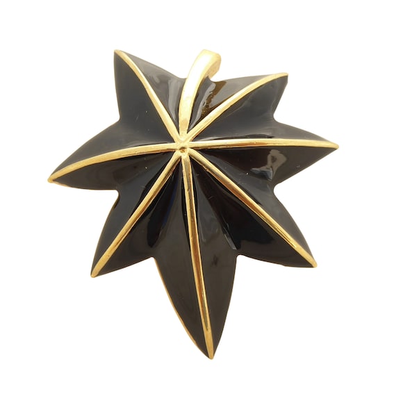 Vintage black enamel and gold shiny abstract mini… - image 1