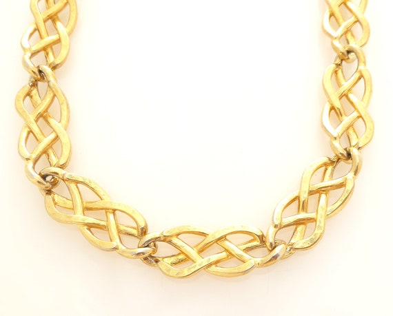 1980s Vintage Anne Klein gold shiny knot rope cut… - image 8