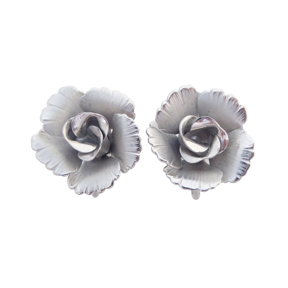 1950s Vintage Lisner silver large rose flower ret… - image 1