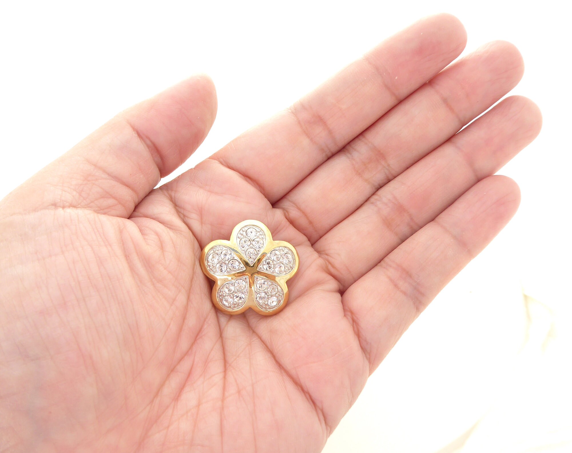 Vintage Nolan Miller Gold and Silver Rhinestone Daisy Flower
