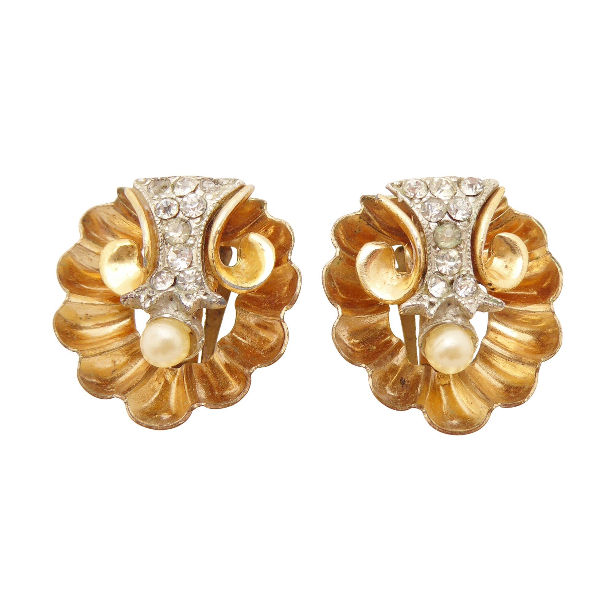 1950s Vintage Old Hollywood Glam Gold Scallop Shell