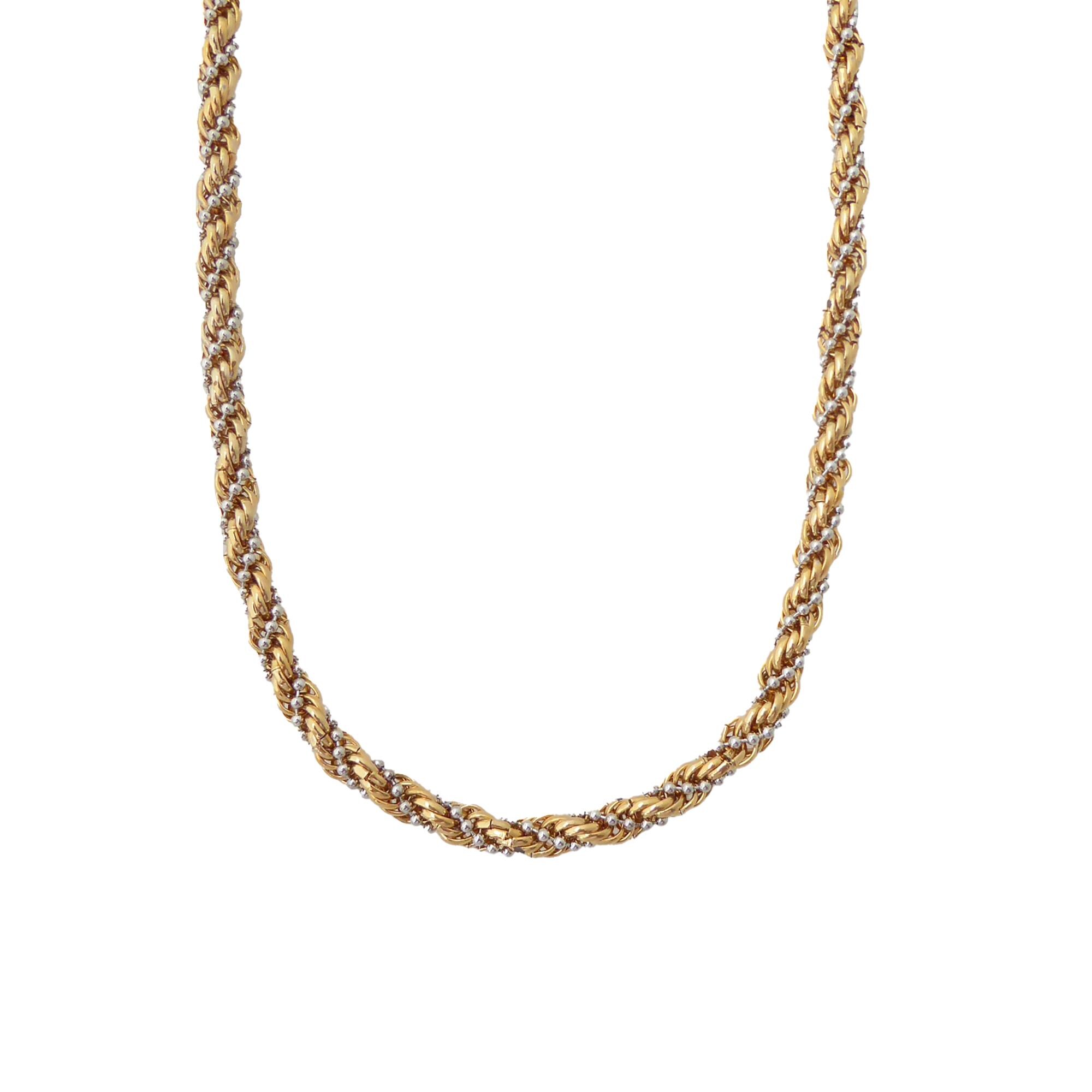 1980s Vintage Gold Rope Chain and Silver Ball Chain Chunky Thick