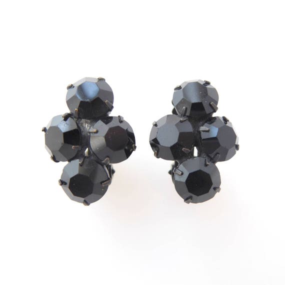 1950s Weiss black rhinestone in black setting chu… - image 1