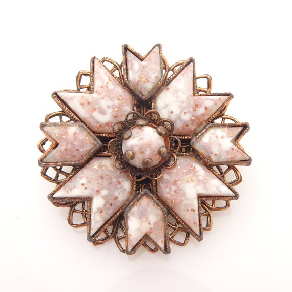 1950s or 1960s Copper glitter confetti white luci… - image 1