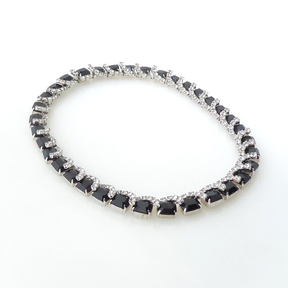 1980s Vintage black rectangle rectangular clear r… - image 2