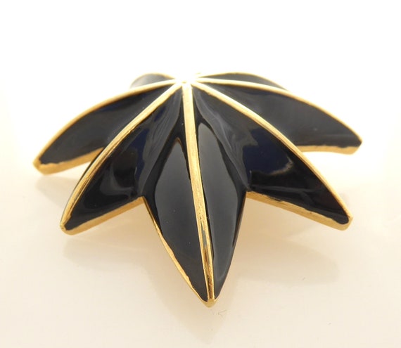 Vintage black enamel and gold shiny abstract mini… - image 3