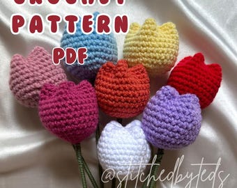Crochet Tulip Pattern PDF | Crochet Tulip | Crochet Pattern | Digital Pattern | Digital Print | Crochet Flower Tulip | Tulip Flower Pattern