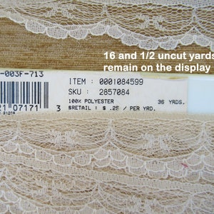 16,5 m Spitze, Original Store Rolle, 1 Zoll breit, AFC Beige Blumen geblümten Bogenrand Polyester, Kontinuierliches Stück, Schöne VTG Akzent Spitze