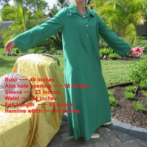 40&quot; bust hostess/lounging gown/robe, Original Shadowline paper tag, Lucky Irish green, Never worn, A line long Nylon, Buttons, Early 70s VTG