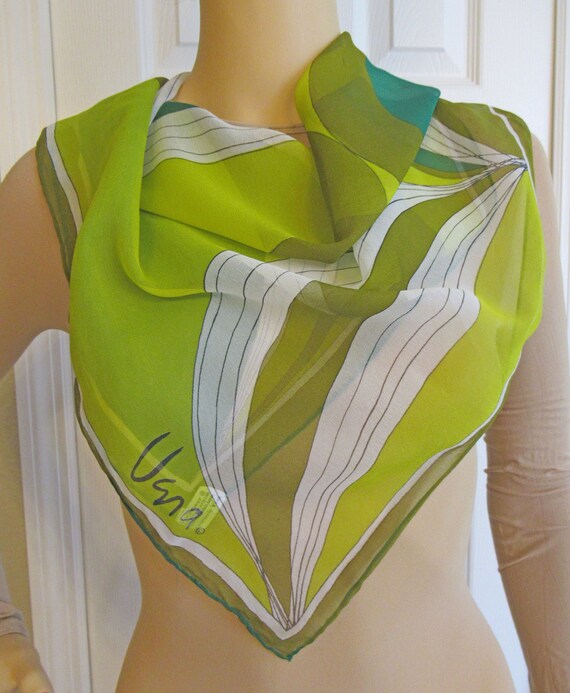 Vera sheer chiffon 26 inch square scarf, Chic gre… - image 7