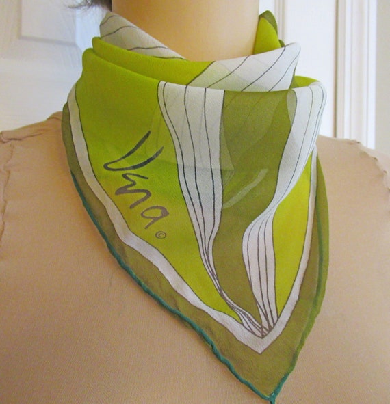 Vera sheer chiffon 26 inch square scarf, Chic gre… - image 4