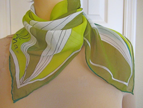 Vera sheer chiffon 26 inch square scarf, Chic gre… - image 8