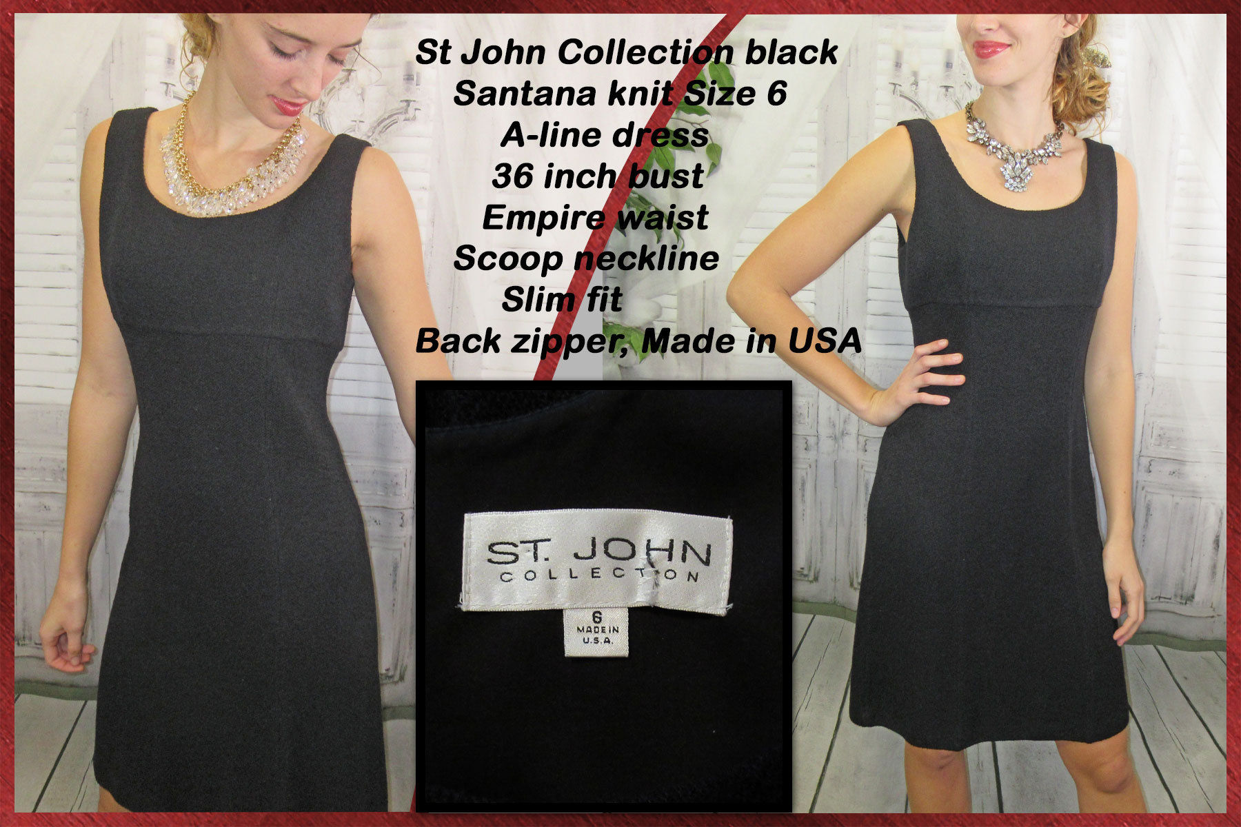 ST. JOHN COLLECTION Midnight Blue & White Santana Knit Shift Dress 8 NEW