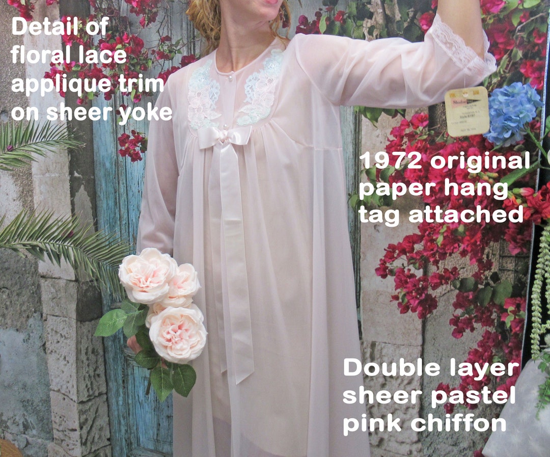 Robe Tag 36 Bust Open Front Robe, Unworn Chiffon Negligee Style, Original 1972 ...