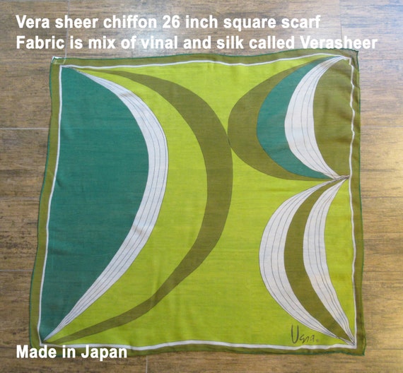 Vera sheer chiffon 26 inch square scarf, Chic gre… - image 10