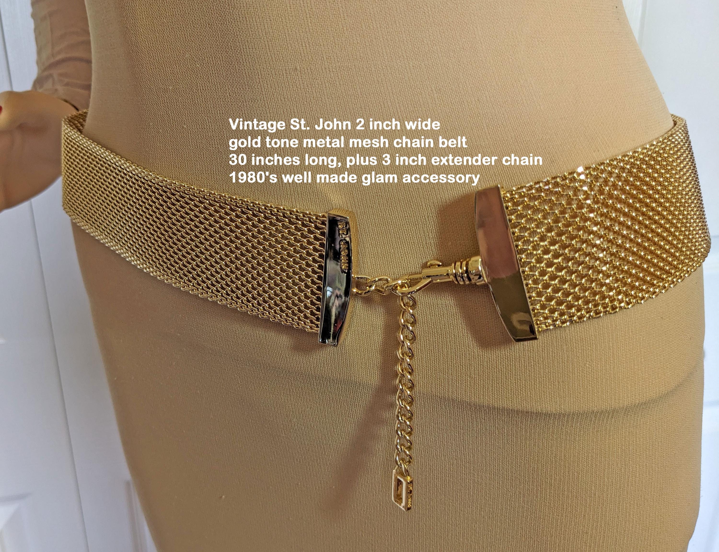 St John mesh chain belt gold tone metal vintage Vintage St. John Women main image 2