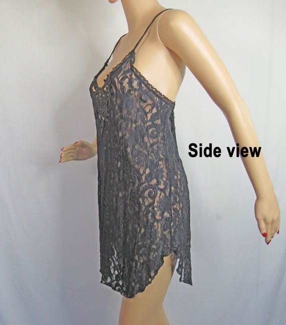 38 to 42 inch bust babydoll gown, Black nylon lac… - image 6